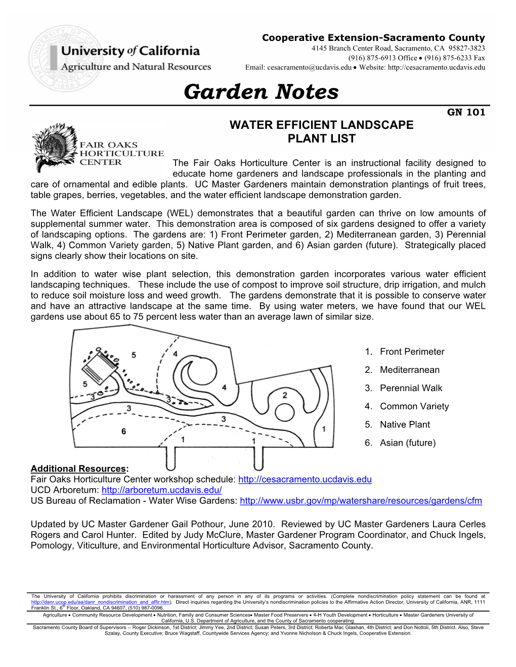 Garden Notes GN 101 WATER EFFICIENT LANDSCAPE PLANT LIST