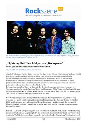 „Lightning Bolt“ Nachfolger Von „Backspacer“ Pearl Jam Im Oktober Mit Neuem Studioalbum