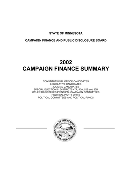 2002 Campaign Finance Summary