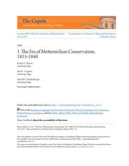 1. the Era of Metternichian Conservatism, 1815-1848