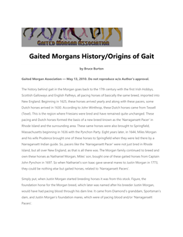 Gaited Morgans History/Origins of Gait