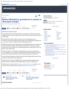 Nelson Mandela's Grandsons to Speak at Brandeis Tonight - Brandeis - Your Campus - Boston.Com