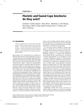 Floristic and Faunal Cape Biochoria: Do They Exist?