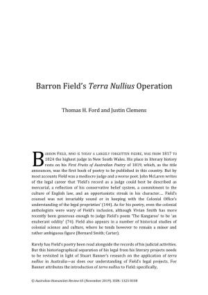 Barron Field's Terra Nullius Operation