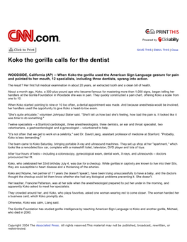 Koko the Gorilla Calls for the Dentist (Pdf)