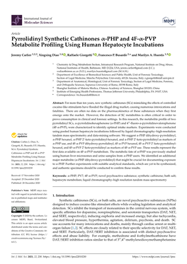 Pyrrolidinyl Synthetic Cathinones Α-PHP and 4F-Α-PVP Metabolite Proﬁling Using Human Hepatocyte Incubations