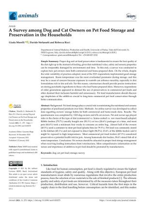 A Survey Among Dog and Cat Owners on Pet Food Storage and Preservation in the Households