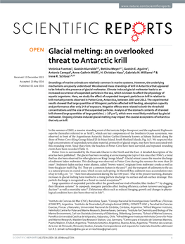 Glacial Melting: an Overlooked Threat to Antarctic Krill Verónica Fuentes1, Gastón Alurralde2,3, Bettina Meyer4,5, Gastón E