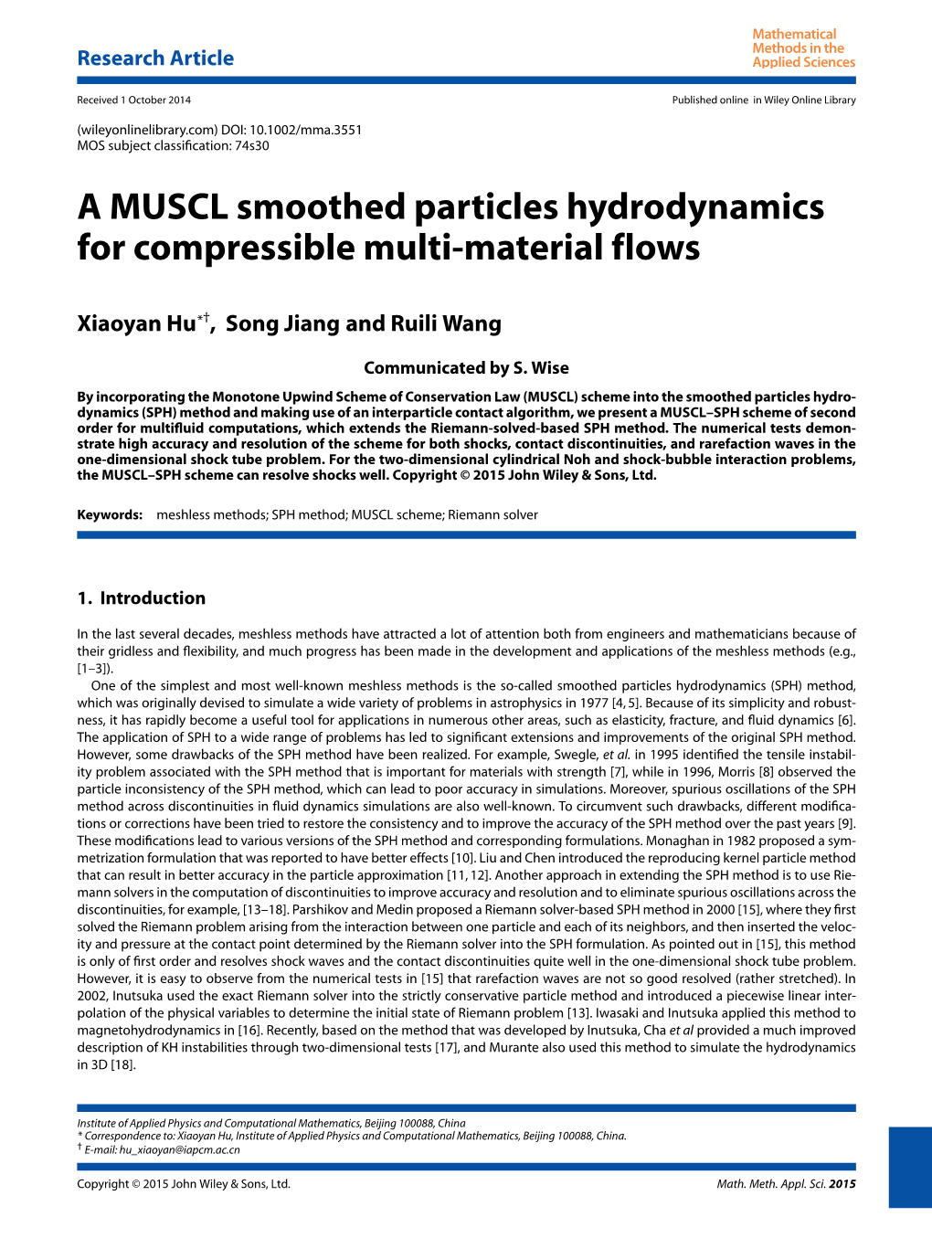 A MUSCL Smoothed Particles Hydrodynamics for Compressible Multi-Material Flows