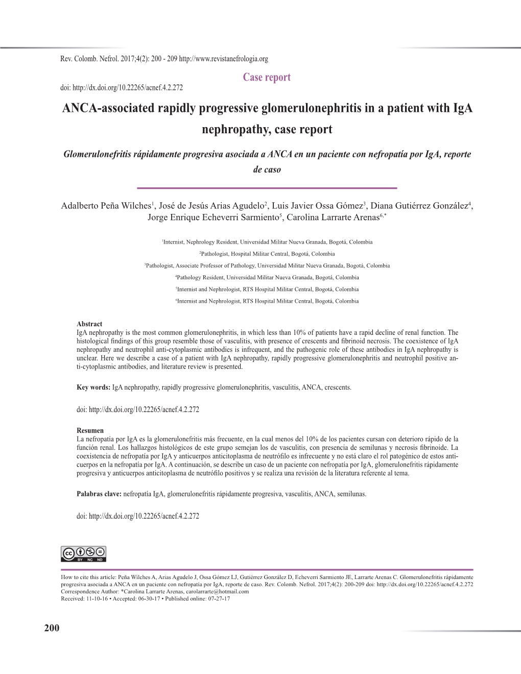 ANCA-Associated Rapidly Progressive Glomerulonephritis in a Patient with Iga Nephropathy, Case Report