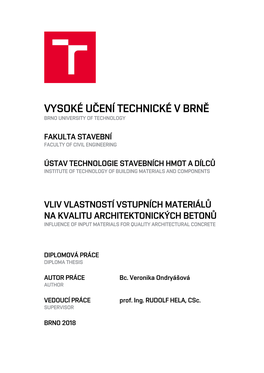Vysoké Učení Technické V Brně Brno University of Technology