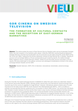 Gdr Cinema on Swedish Television