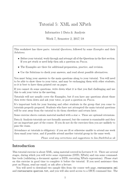 Tutorial 5: XML and Xpath