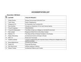 Ug Dissertation List