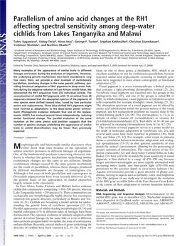 Parallelism of Amino Acid Changes at the RH1 Affecting Spectral Sensitivity Among Deep-Water Cichlids from Lakes Tanganyika and Malawi