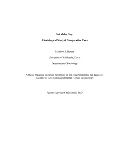 Suicide by Cop: a Sociological Study of Comparative Cases