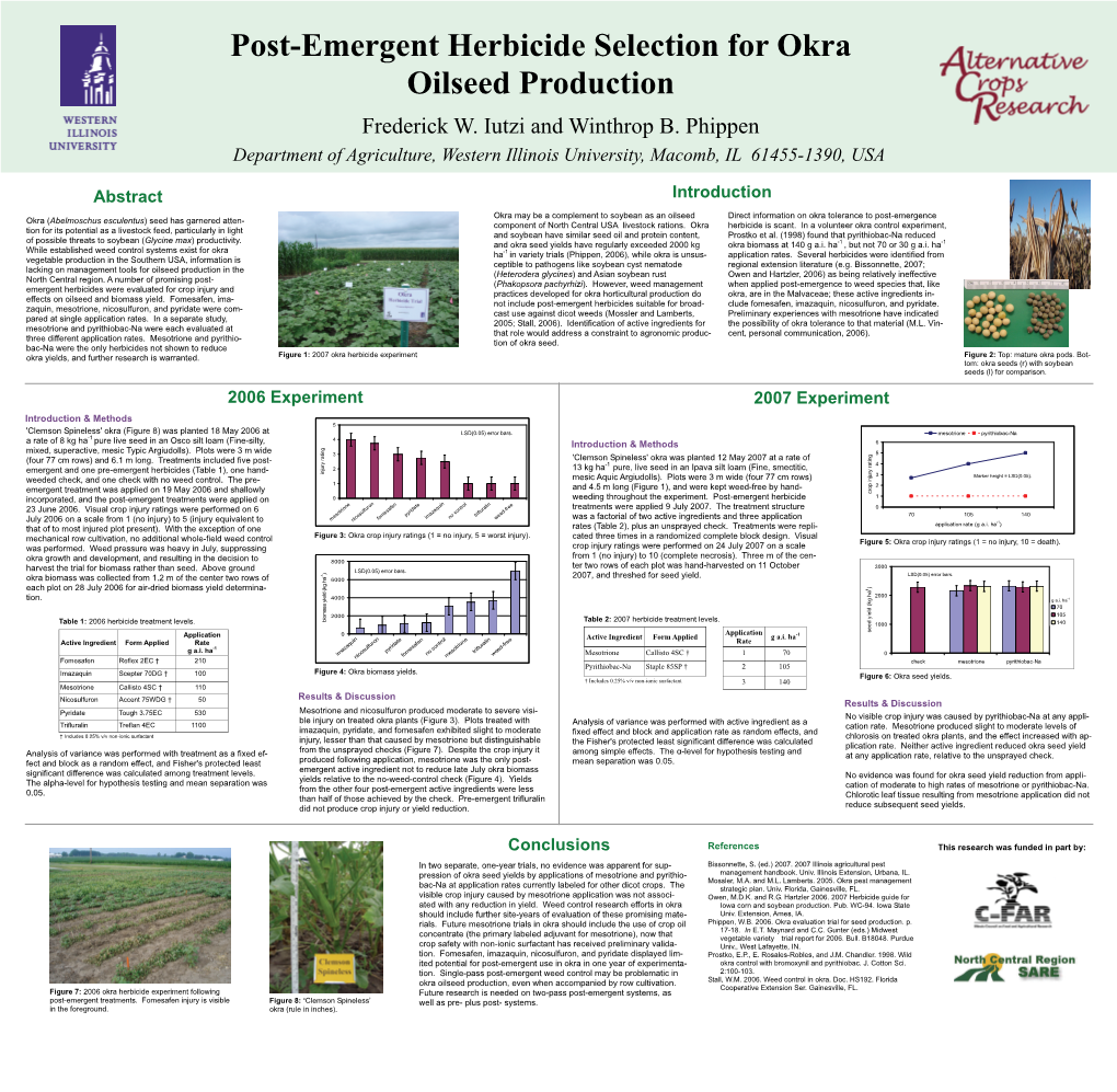 Frederick W. Iutzi and Winthrop B. Phippen Department of Agriculture, Western Illinois University, Macomb, IL 61455-1390, USA