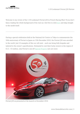 1:18 Looksmart Ferrari J50 Review