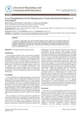 Liver Transplantation for the Management of Acute Intermittent