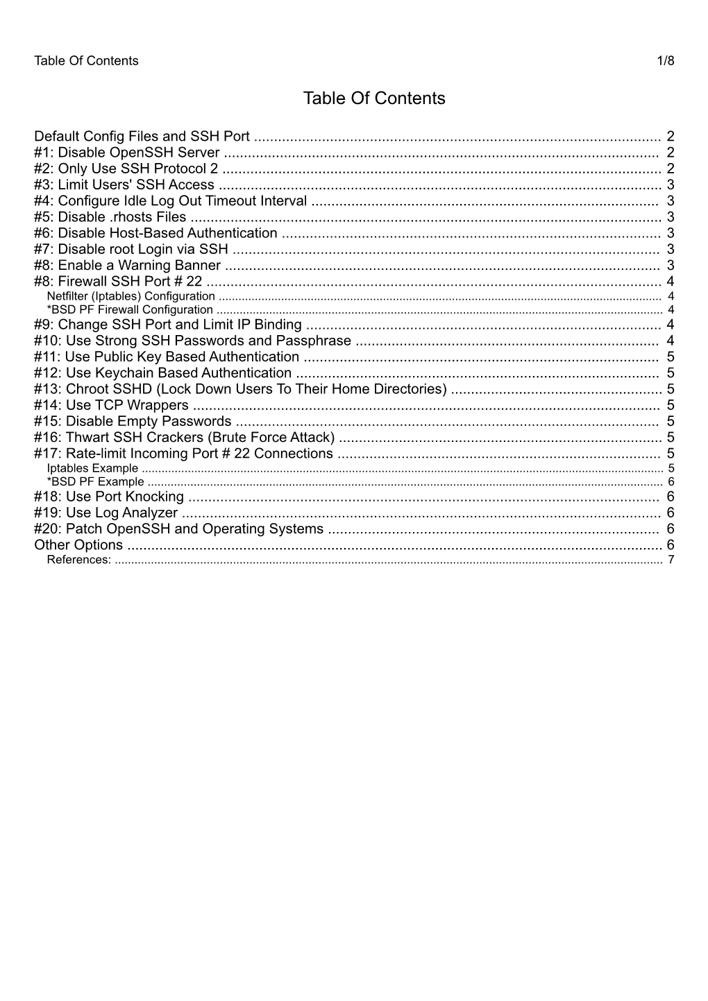 Table of Contents 1/8