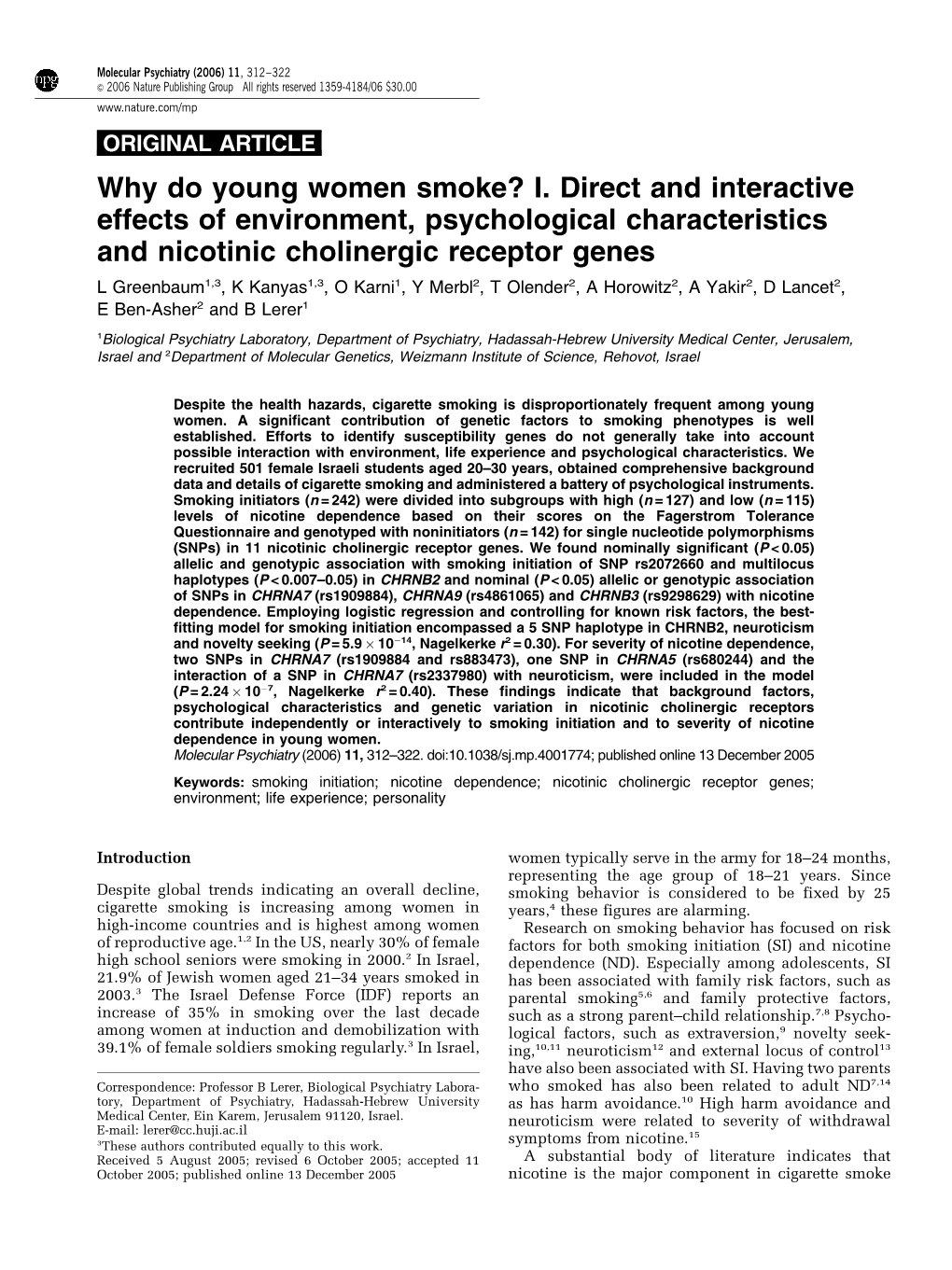 Why Do Young Women Smoke? I