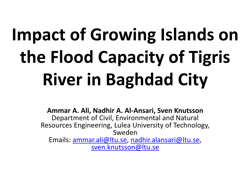 Impact of Growing Islands on the Flood Capacity of Tigris River in Baghdad City