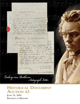 Ludwig Van Beethoven Autograph Letter Historical Document Auction 63 June 13, 2014 Profiles in History Historical Document Auction 63