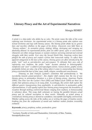 Literary Piracy and the Art of Experimental Narratives