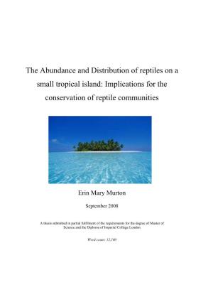 The Abundance and Distribution of Reptiles on a Small Tropical Island: Implications for the Conservation of Reptile Communities