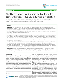Quality Assurance for Chinese Herbal Formulae