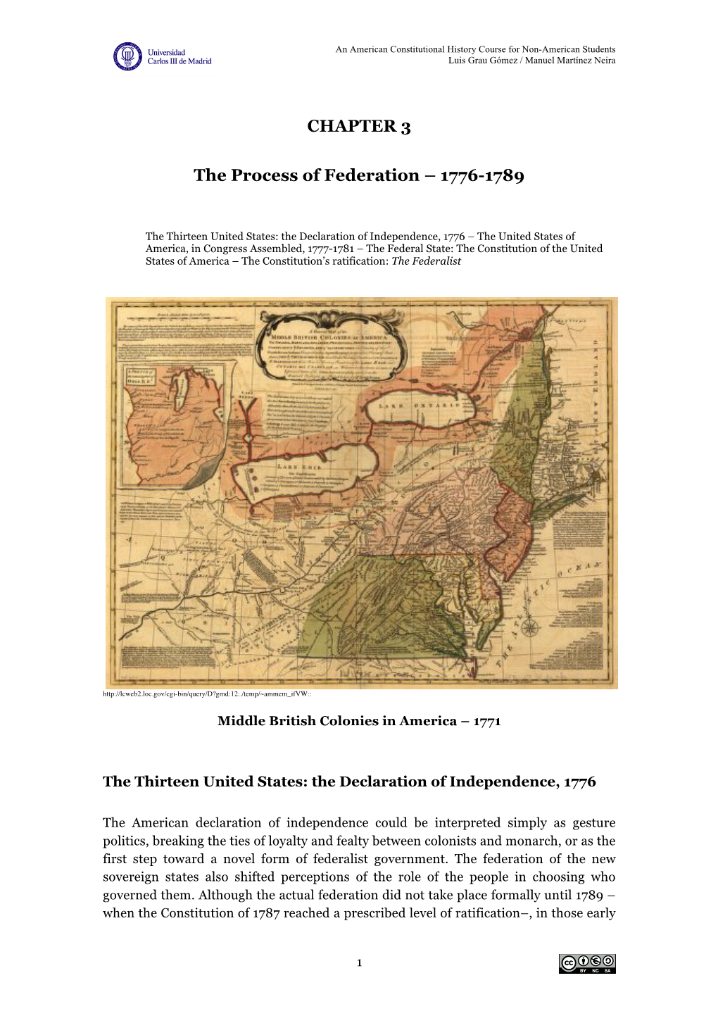 CHAPTER 3 the Process of Federation – 1776-1789