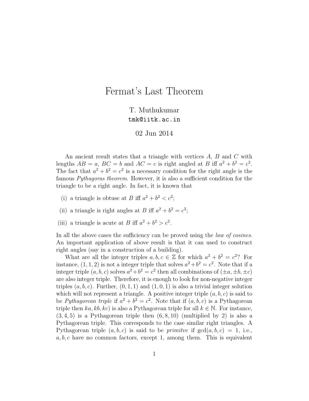 Fermat's Last Theorem