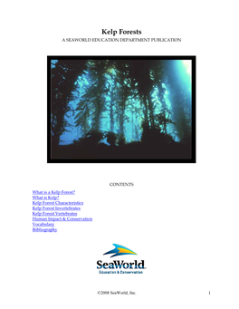 Kelp Forests a SEAWORLD EDUCATION DEPARTMENT PUBLICATION