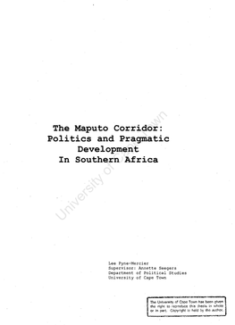 The Maputo Corridor: Politics and Pragmatic Development in Southern Africa