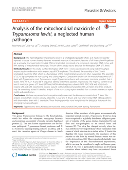 Analysis of the Mitochondrial Maxicircle of Trypanosoma Lewisi, A