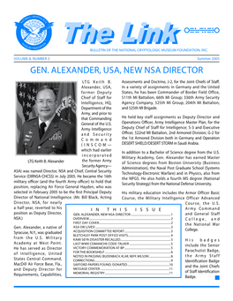 Summer 2005: "Gen. Alexander USA, New NSA Director"