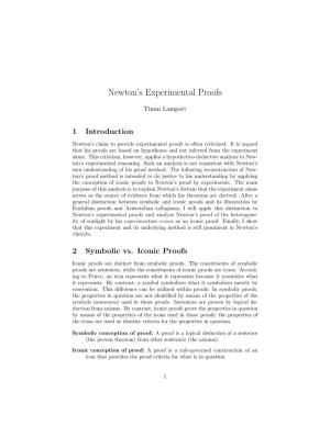 Newton's Experimental Proofs