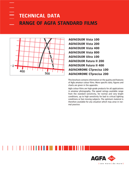 Technical Data Range of Agfa Standard Films