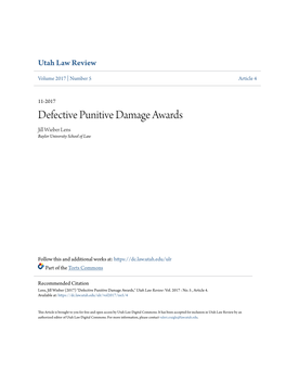 Defective Punitive Damage Awards Jill Wieber Lens Baylor University School of Law