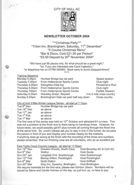 CITY of HULL AC NEWSLETTER OCTOBER 2004 ***Christmas Party