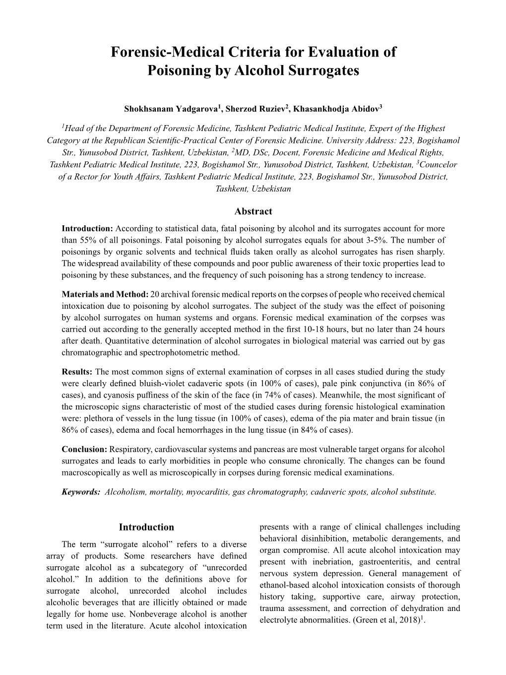 Forensic-Medical Criteria for Evaluation of Poisoning by Alcohol Surrogates