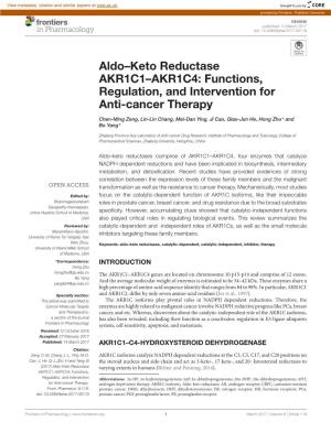Aldo–Keto Reductase AKR1C1–AKR1C4: Functions, Regulation, and Intervention for Anti-Cancer Therapy