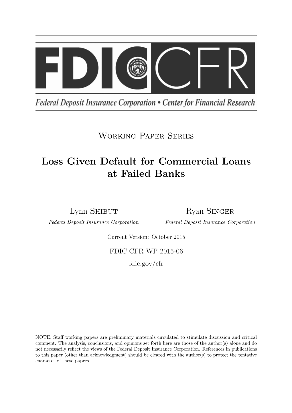 Loss Given Default for Commercial Loans at Failed Banks