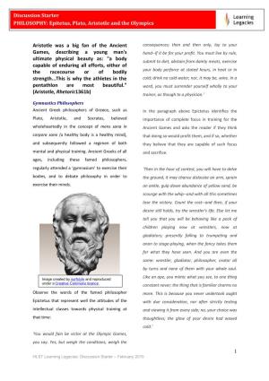 Epictetus, Plato and the Olympics