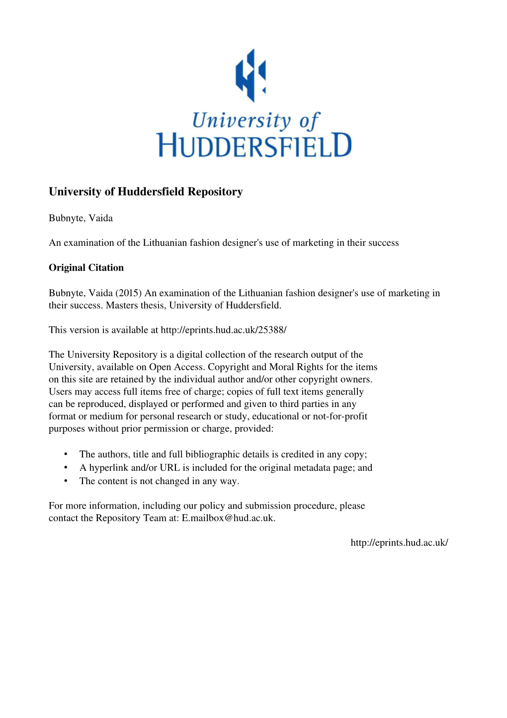 University of Huddersfield Repository