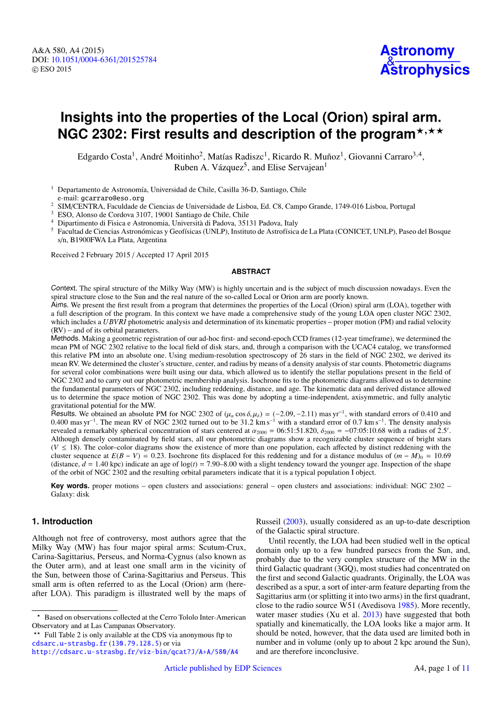 Insights Into the Properties of the Local \(Orion\) Spiral Arm. NGC 2302