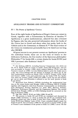Apollonius' Proems and Eutocius' Commentary Iv 1