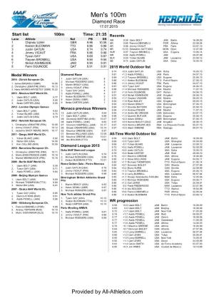 Monaco 2015: Media Information Sheets by All-Athletics