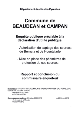 Commune De BEAUDEAN Et CAMPAN