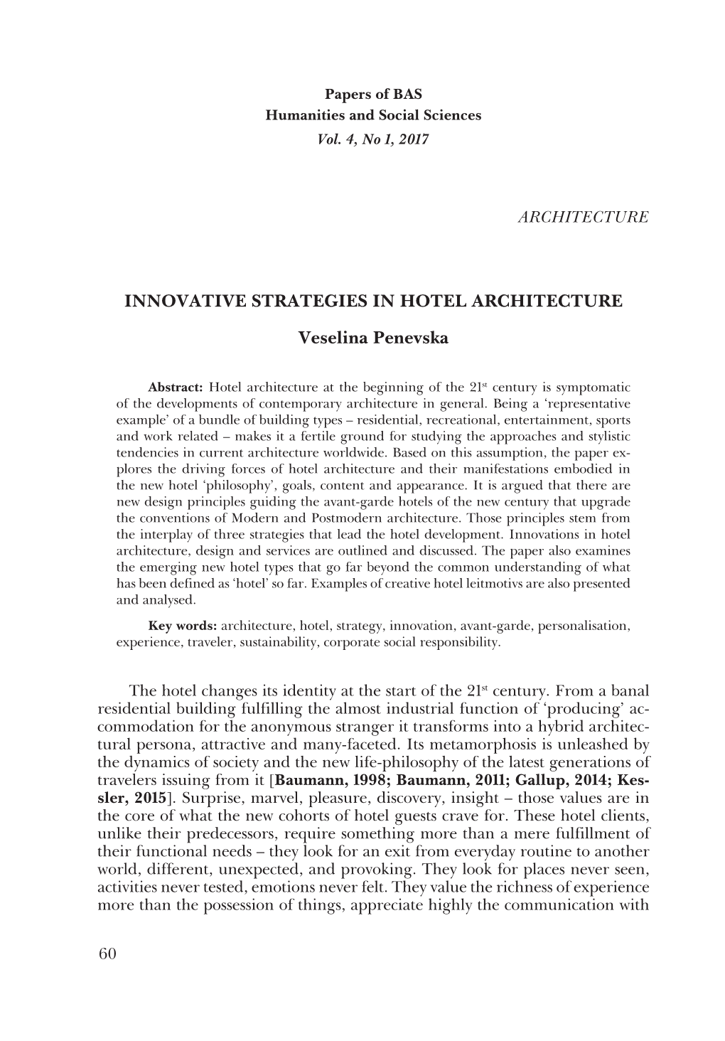 INNOVATIVE STRATEGIES in HOTEL ARCHITECTURE Veselina Penevska